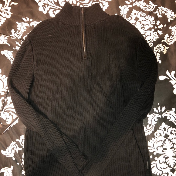 Calvin Klein zip up black sweater turtleneck - Picture 1 of 3